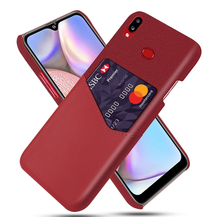 For Samsung Galaxy A10s Cloth Texture PC + PU Leather Back Cover Shockproof Case with Card Slot
