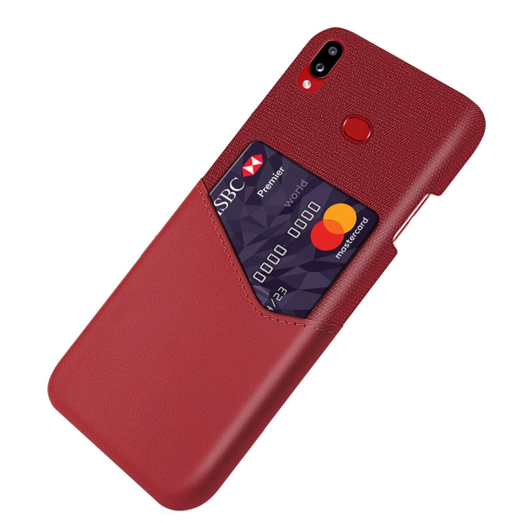 For Samsung Galaxy A10s Cloth Texture PC + PU Leather Back Cover Shockproof Case with Card Slot