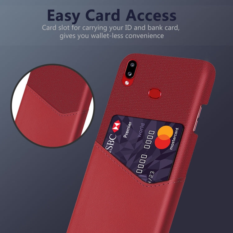 For Samsung Galaxy A10s Cloth Texture PC + PU Leather Back Cover Shockproof Case with Card Slot