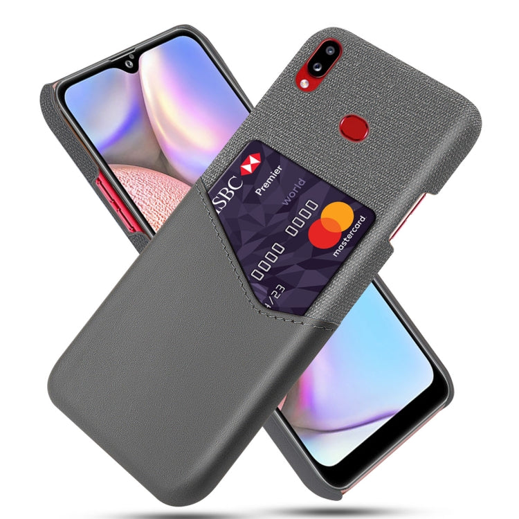 For Samsung Galaxy A10s Cloth Texture PC + PU Leather Back Cover Shockproof Case with Card Slot