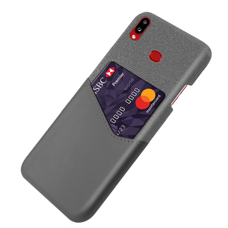 For Samsung Galaxy A10s Cloth Texture PC + PU Leather Back Cover Shockproof Case with Card Slot