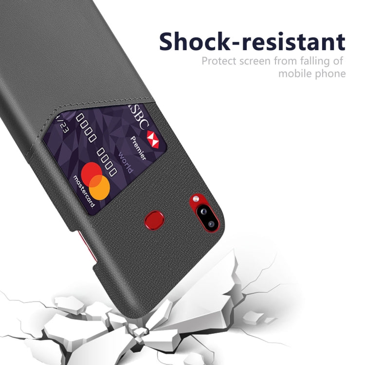 For Samsung Galaxy A10s Cloth Texture PC + PU Leather Back Cover Shockproof Case with Card Slot