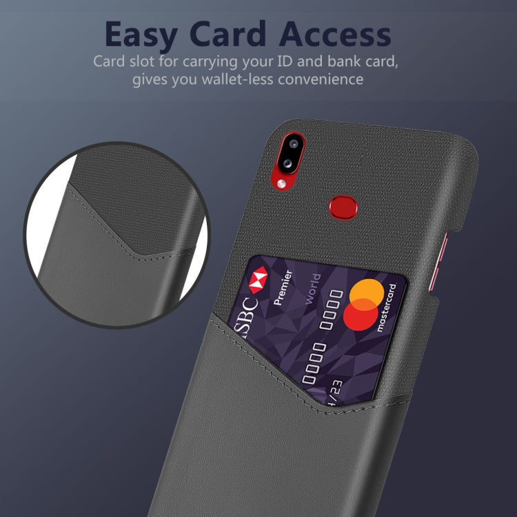 For Samsung Galaxy A10s Cloth Texture PC + PU Leather Back Cover Shockproof Case with Card Slot