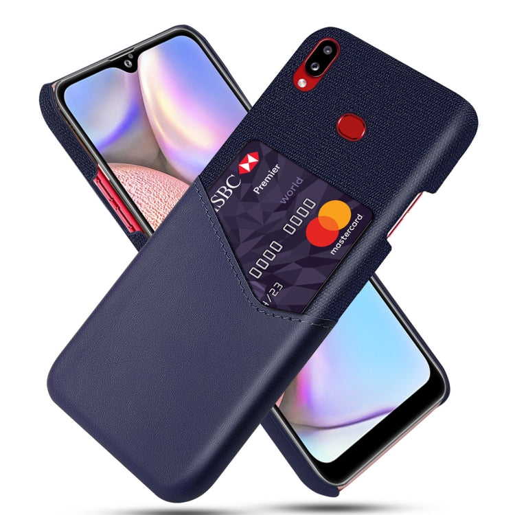 For Samsung Galaxy A10s Cloth Texture PC + PU Leather Back Cover Shockproof Case with Card Slot