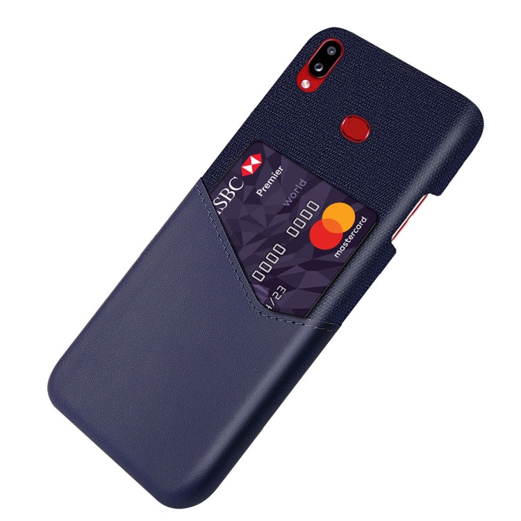 For Samsung Galaxy A10s Cloth Texture PC + PU Leather Back Cover Shockproof Case with Card Slot