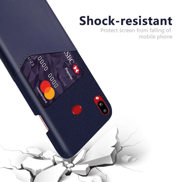 For Samsung Galaxy A10s Cloth Texture PC + PU Leather Back Cover Shockproof Case with Card Slot