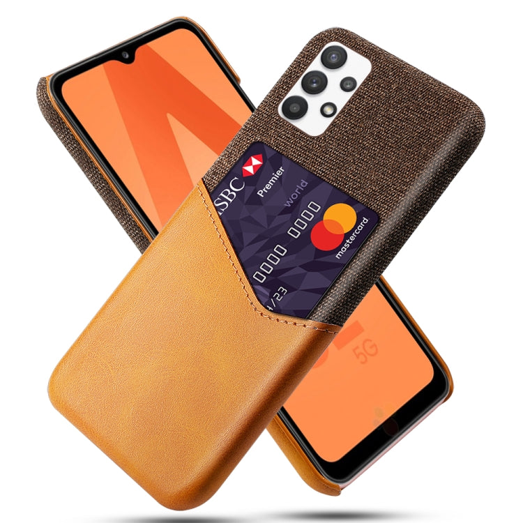 For Samsung Galaxy A32 5G Cloth Texture PC + PU Leather Back Cover Shockproof Case with Card Slot