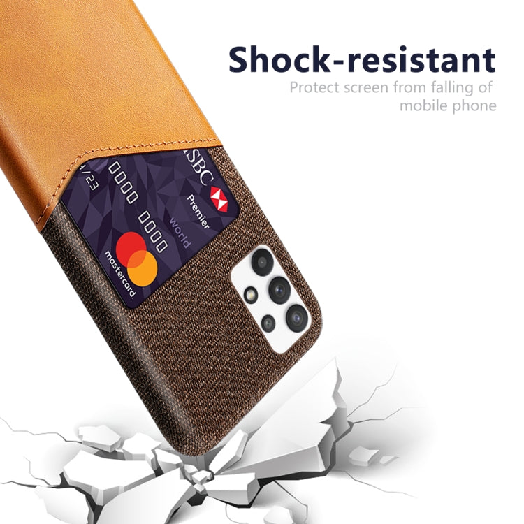 For Samsung Galaxy A32 5G Cloth Texture PC + PU Leather Back Cover Shockproof Case with Card Slot