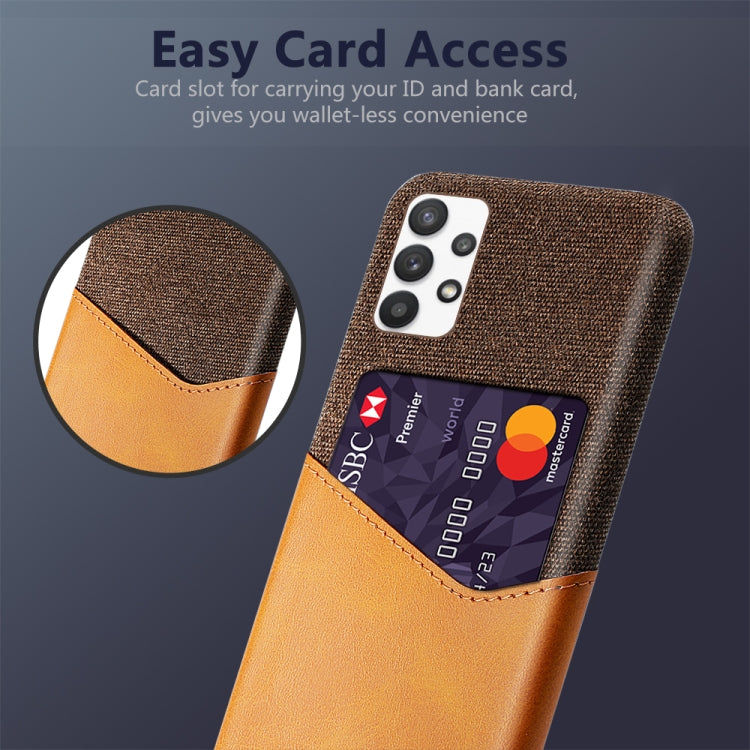 For Samsung Galaxy A32 5G Cloth Texture PC + PU Leather Back Cover Shockproof Case with Card Slot