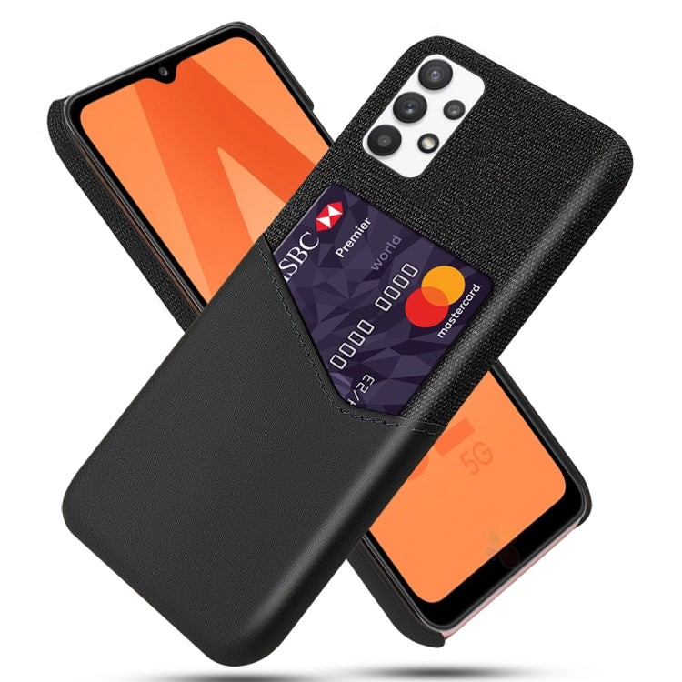For Samsung Galaxy A32 5G Cloth Texture PC + PU Leather Back Cover Shockproof Case with Card Slot