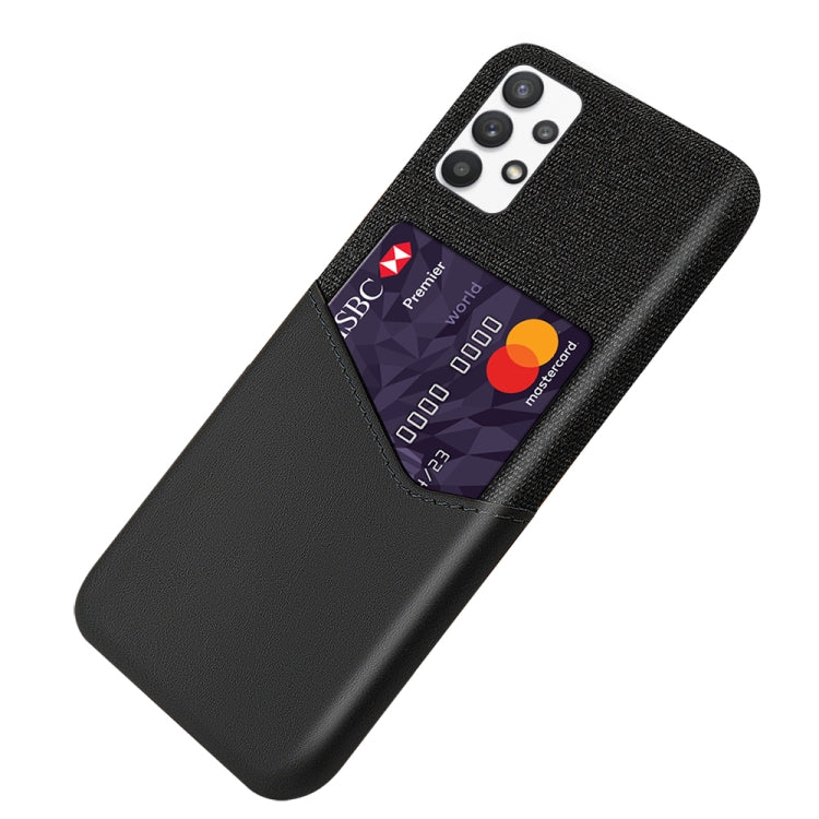For Samsung Galaxy A32 5G Cloth Texture PC + PU Leather Back Cover Shockproof Case with Card Slot