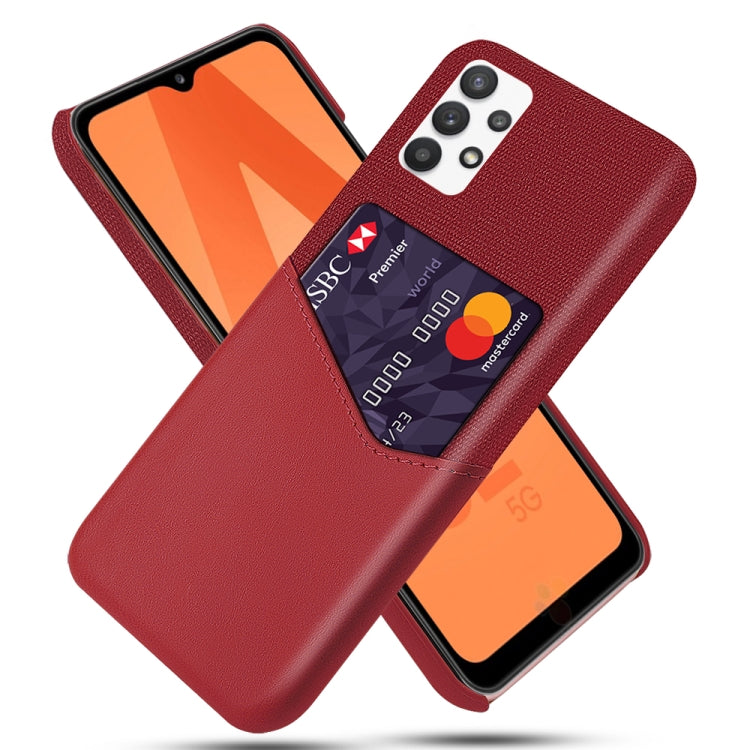 For Samsung Galaxy A32 5G Cloth Texture PC + PU Leather Back Cover Shockproof Case with Card Slot