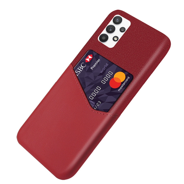 For Samsung Galaxy A32 5G Cloth Texture PC + PU Leather Back Cover Shockproof Case with Card Slot