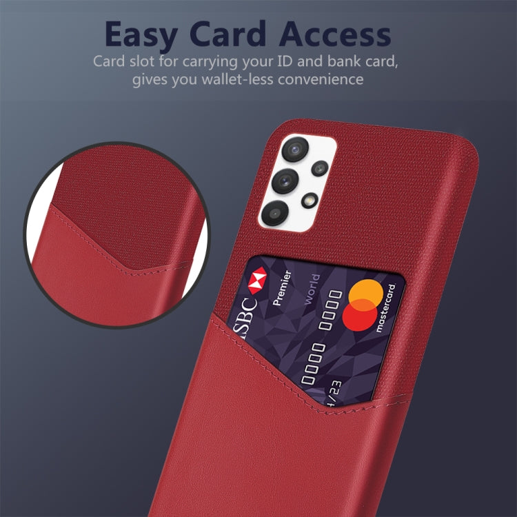 For Samsung Galaxy A32 5G Cloth Texture PC + PU Leather Back Cover Shockproof Case with Card Slot