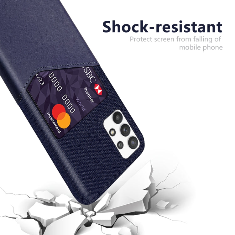 For Samsung Galaxy A32 5G Cloth Texture PC + PU Leather Back Cover Shockproof Case with Card Slot