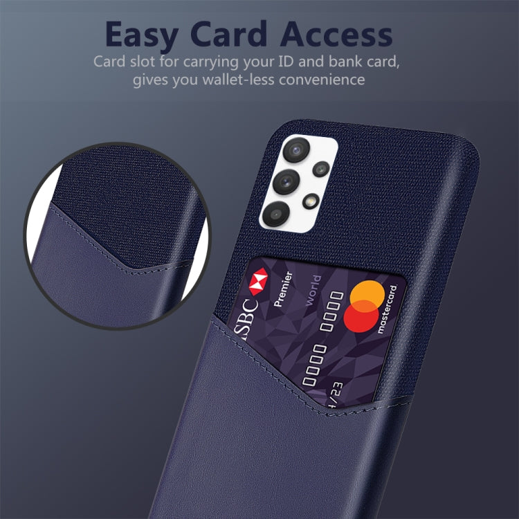 For Samsung Galaxy A32 5G Cloth Texture PC + PU Leather Back Cover Shockproof Case with Card Slot