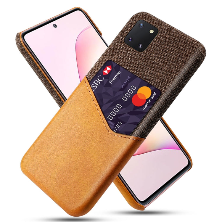 For Samsung Galaxy A81 Cloth Texture PC + PU Leather Back Cover Shockproof Case with Card Slot