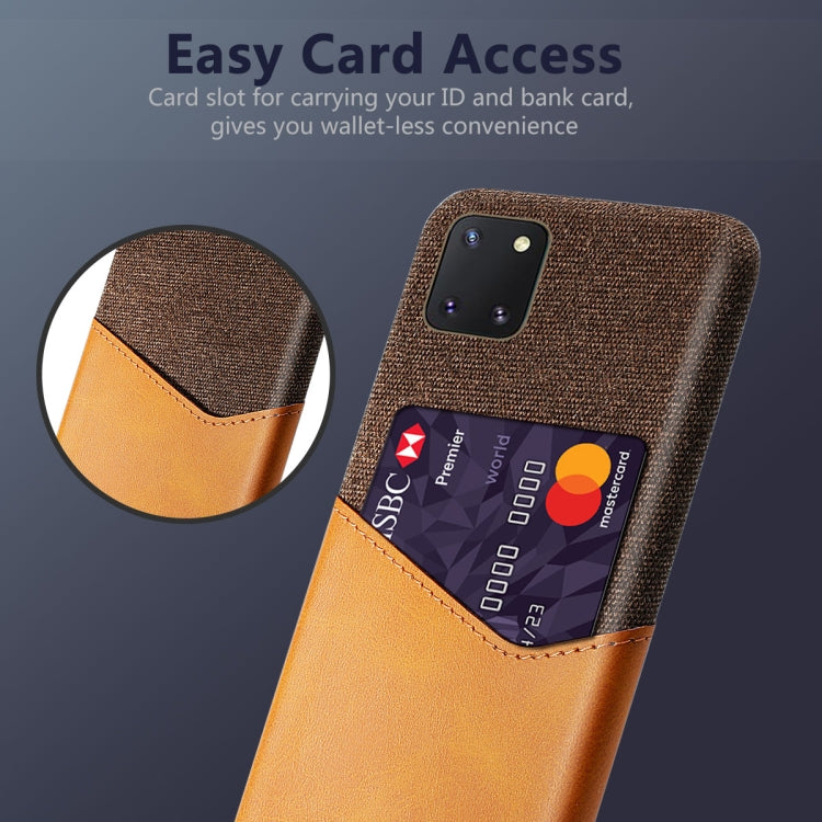 For Samsung Galaxy A81 Cloth Texture PC + PU Leather Back Cover Shockproof Case with Card Slot