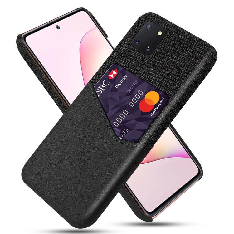 For Samsung Galaxy A81 Cloth Texture PC + PU Leather Back Cover Shockproof Case with Card Slot