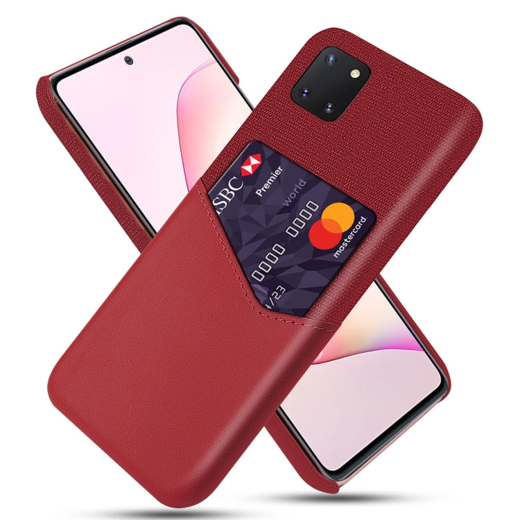 For Samsung Galaxy A81 Cloth Texture PC + PU Leather Back Cover Shockproof Case with Card Slot
