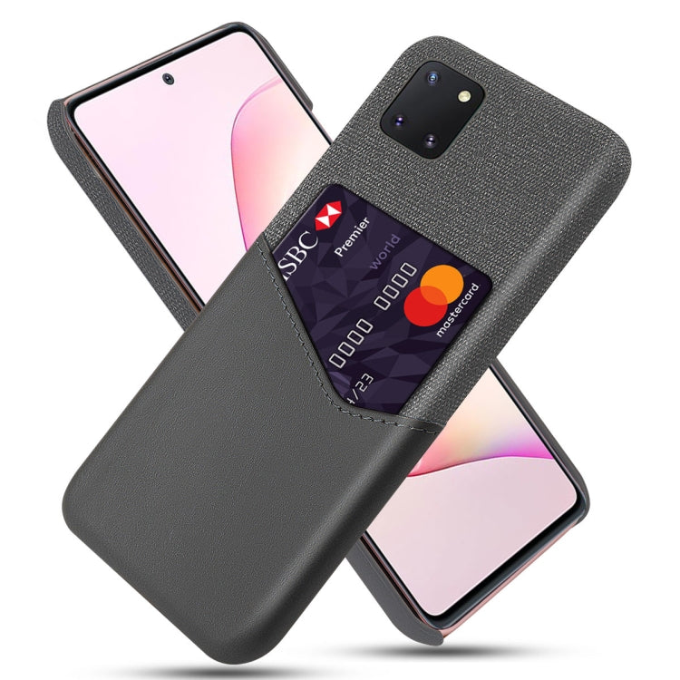 For Samsung Galaxy A81 Cloth Texture PC + PU Leather Back Cover Shockproof Case with Card Slot