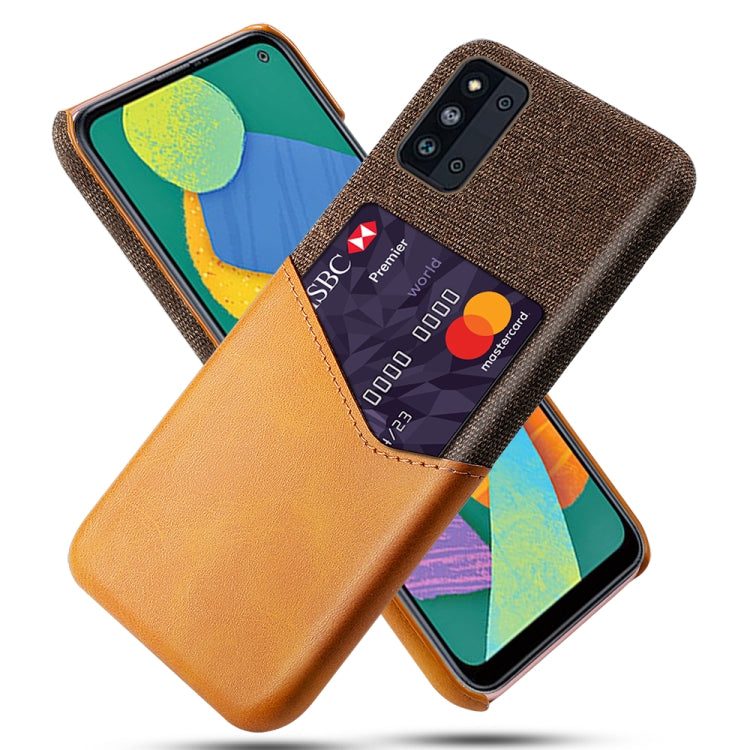 For Samsung Galaxy F52 5G Cloth Texture PC + PU Leather Back Cover Shockproof Case with Card Slot