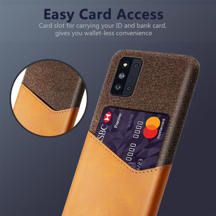 For Samsung Galaxy F52 5G Cloth Texture PC + PU Leather Back Cover Shockproof Case with Card Slot