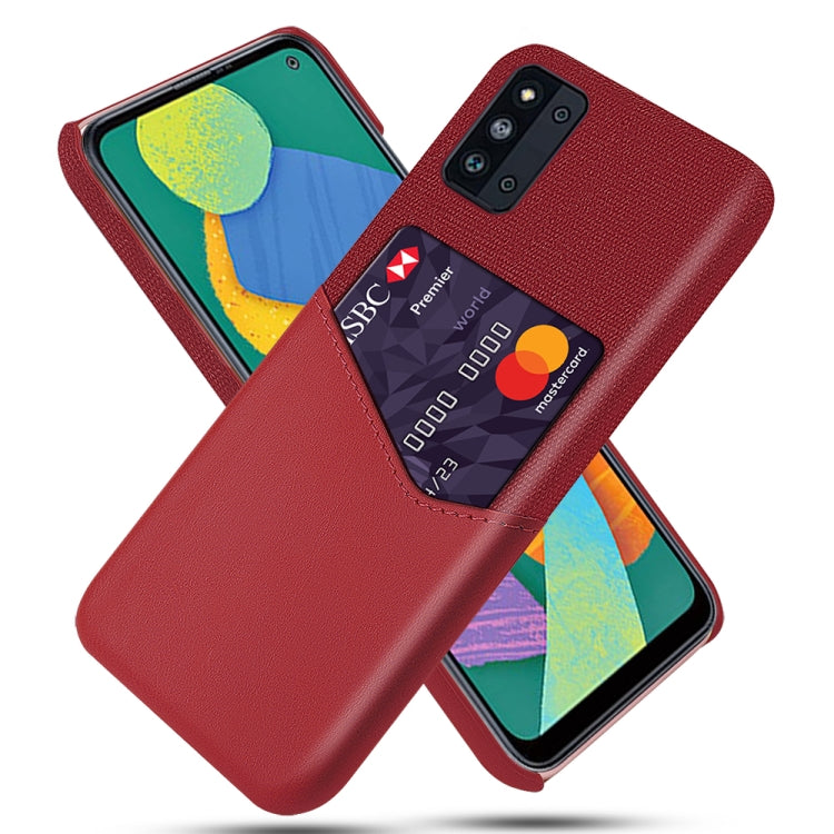 For Samsung Galaxy F52 5G Cloth Texture PC + PU Leather Back Cover Shockproof Case with Card Slot