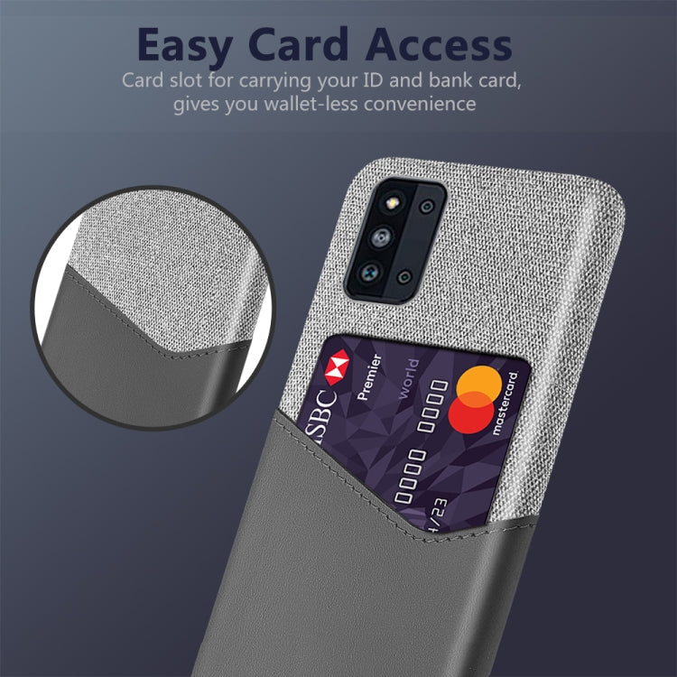For Samsung Galaxy F52 5G Cloth Texture PC + PU Leather Back Cover Shockproof Case with Card Slot