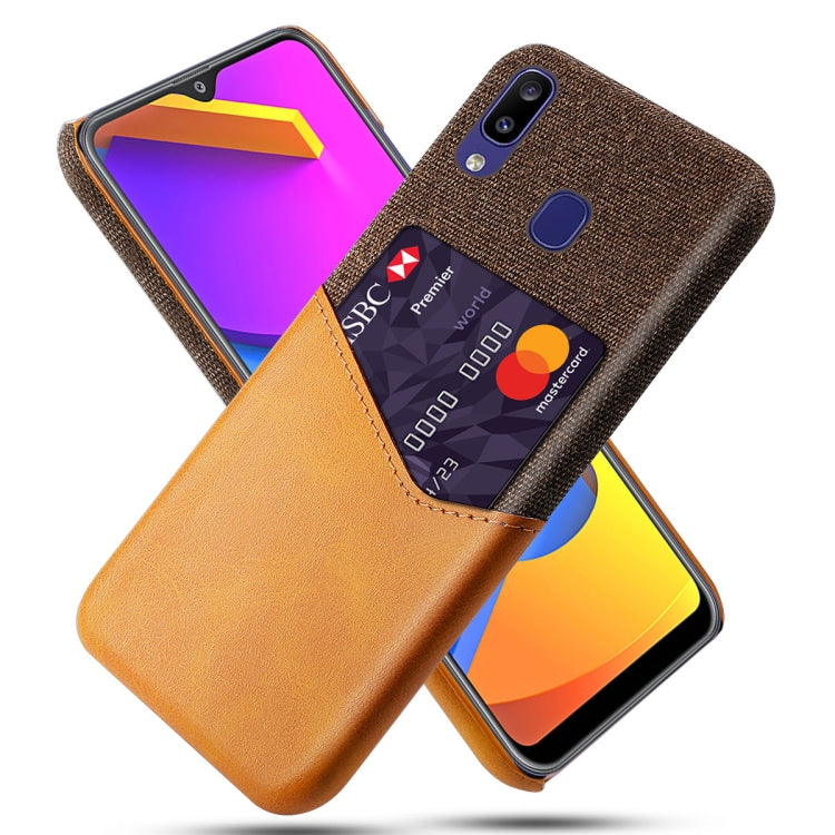 For Samsung Galaxy M10s Cloth Texture PC + PU Leather Back Cover Shockproof Case with Card Slot