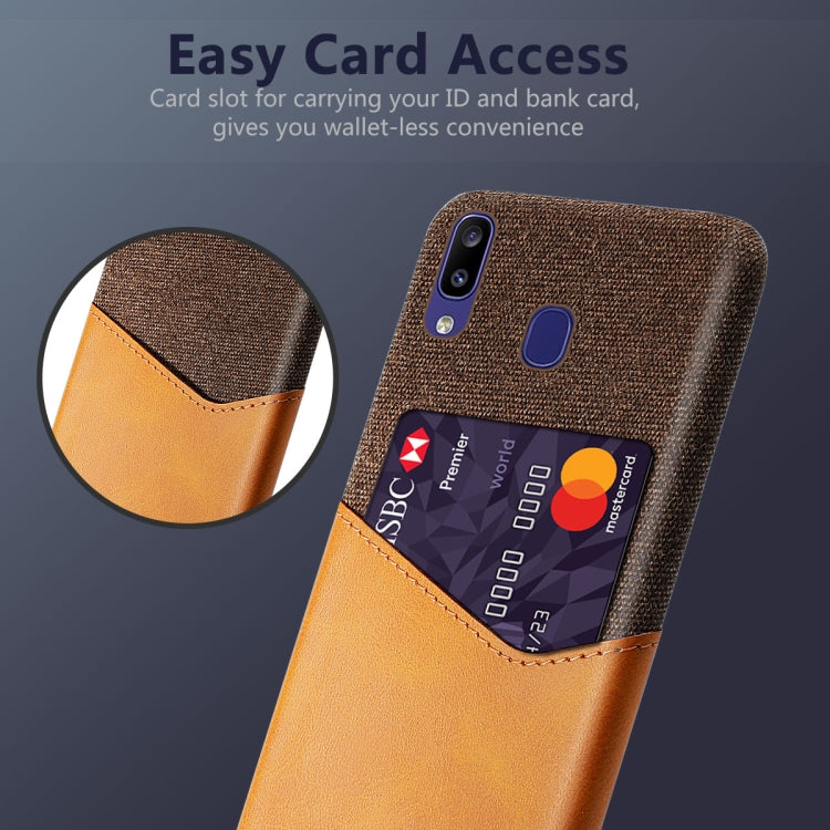 For Samsung Galaxy M10s Cloth Texture PC + PU Leather Back Cover Shockproof Case with Card Slot