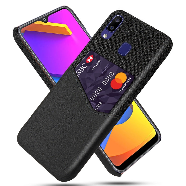 For Samsung Galaxy M10s Cloth Texture PC + PU Leather Back Cover Shockproof Case with Card Slot