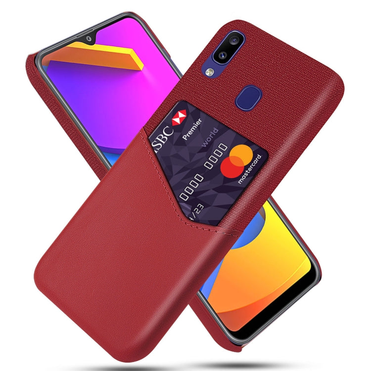 For Samsung Galaxy M10s Cloth Texture PC + PU Leather Back Cover Shockproof Case with Card Slot