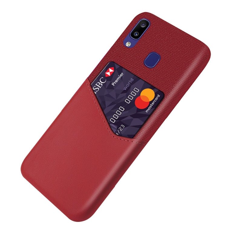 For Samsung Galaxy M10s Cloth Texture PC + PU Leather Back Cover Shockproof Case with Card Slot