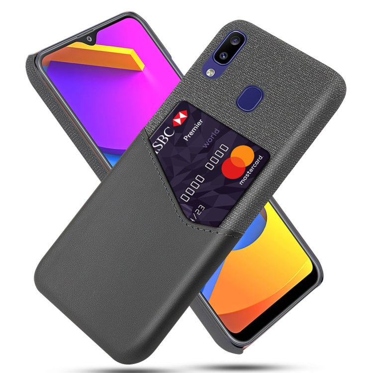 For Samsung Galaxy M10s Cloth Texture PC + PU Leather Back Cover Shockproof Case with Card Slot
