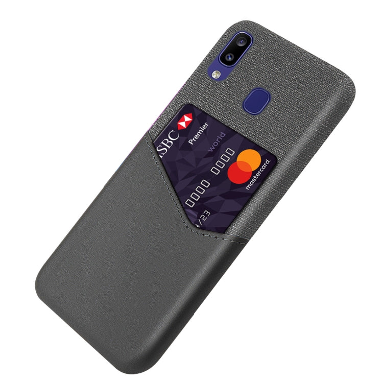 For Samsung Galaxy M10s Cloth Texture PC + PU Leather Back Cover Shockproof Case with Card Slot