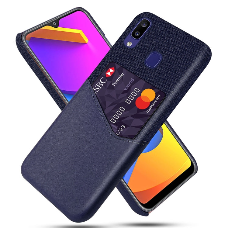 For Samsung Galaxy M10s Cloth Texture PC + PU Leather Back Cover Shockproof Case with Card Slot