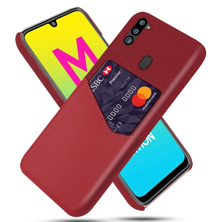 For Samsung Galaxy M21 2021 Cloth Texture PC + PU Leather Back Cover Shockproof Case with Card Slot