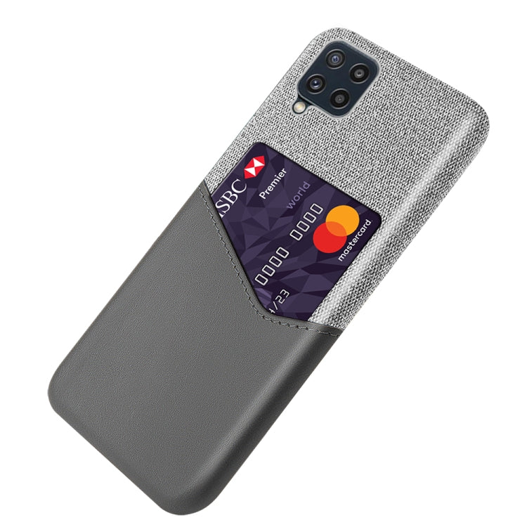 For Samsung Galaxy M32 Cloth Texture PC + PU Leather Back Cover Shockproof Case with Card Slot