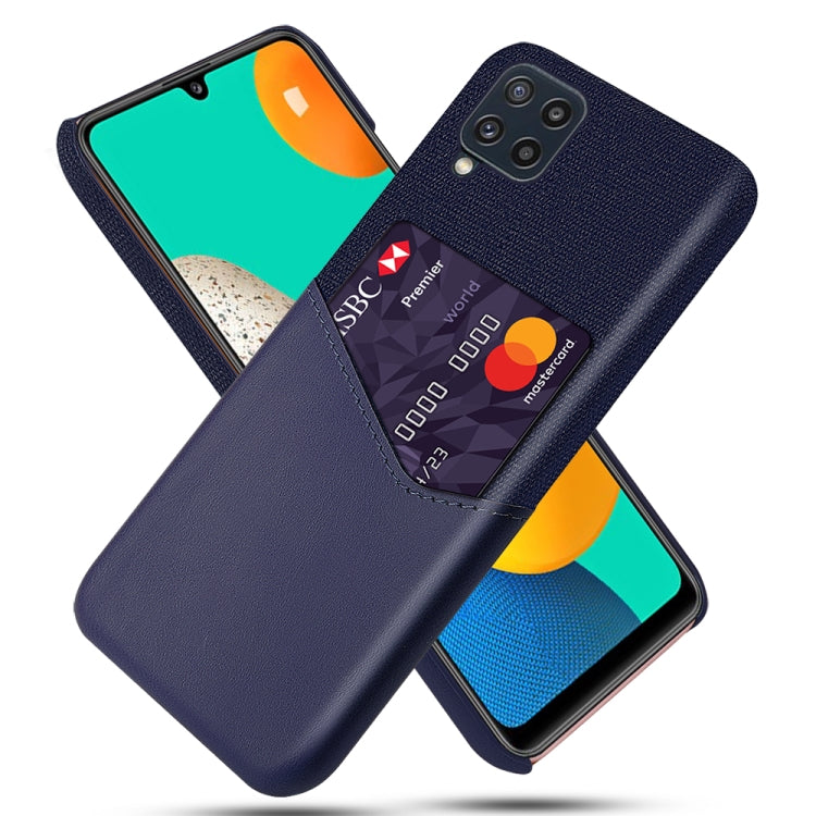 For Samsung Galaxy M32 Cloth Texture PC + PU Leather Back Cover Shockproof Case with Card Slot