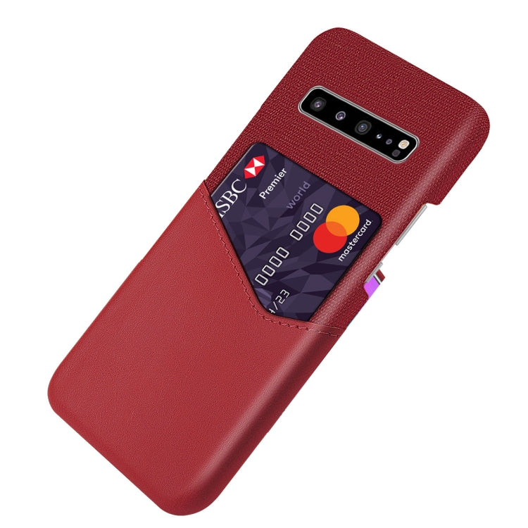 For Samsung Galaxy S10 5G Cloth Texture PC + PU Leather Back Cover Shockproof Case with Card Slot