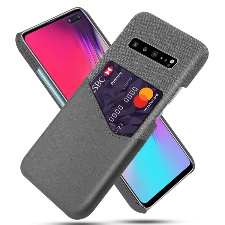 For Samsung Galaxy S10 5G Cloth Texture PC + PU Leather Back Cover Shockproof Case with Card Slot