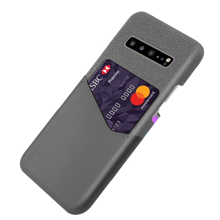 For Samsung Galaxy S10 5G Cloth Texture PC + PU Leather Back Cover Shockproof Case with Card Slot