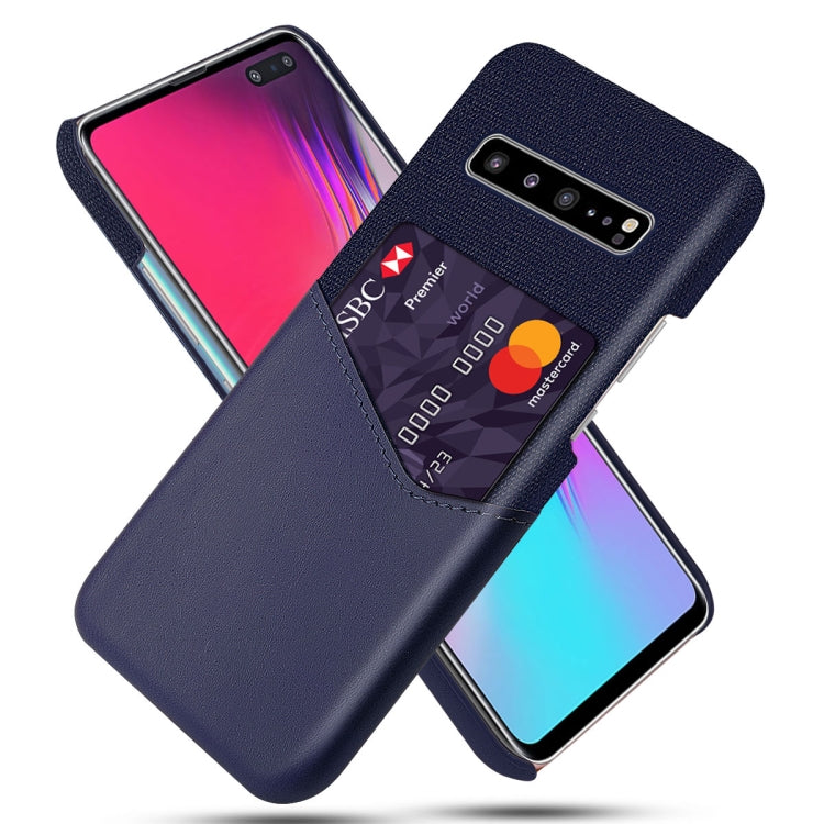 For Samsung Galaxy S10 5G Cloth Texture PC + PU Leather Back Cover Shockproof Case with Card Slot