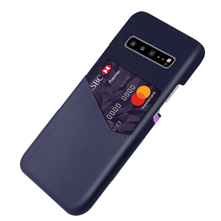 For Samsung Galaxy S10 5G Cloth Texture PC + PU Leather Back Cover Shockproof Case with Card Slot