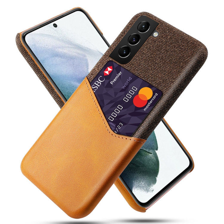 For Samsung Galaxy S21 FE Cloth Texture PC + PU Leather Back Cover Shockproof Case with Card Slot