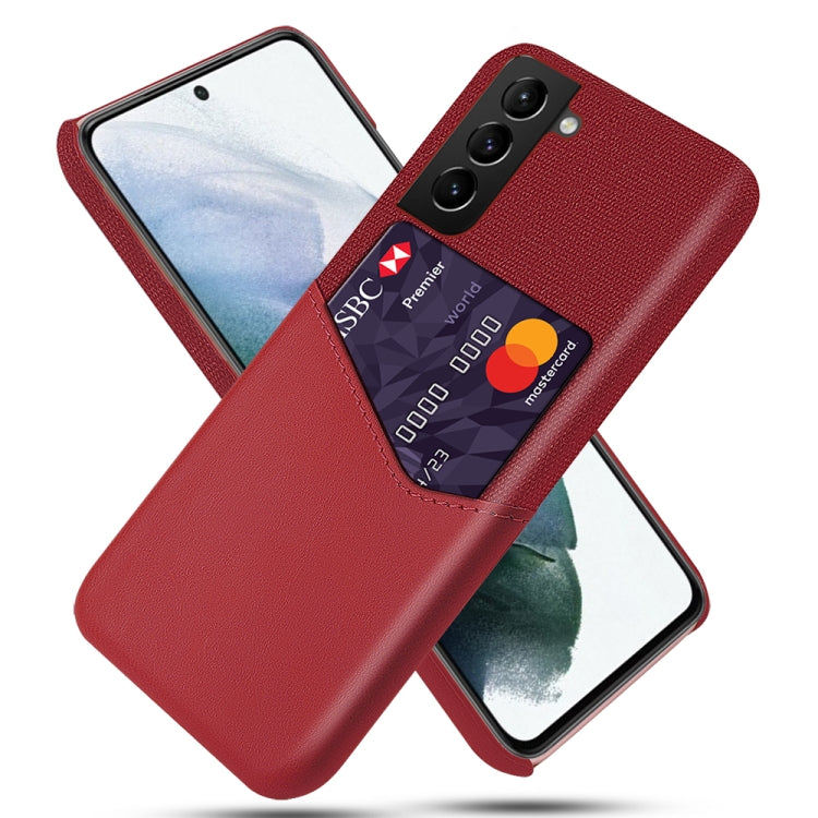 For Samsung Galaxy S21 FE Cloth Texture PC + PU Leather Back Cover Shockproof Case with Card Slot