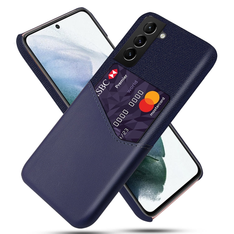 For Samsung Galaxy S21 FE Cloth Texture PC + PU Leather Back Cover Shockproof Case with Card Slot