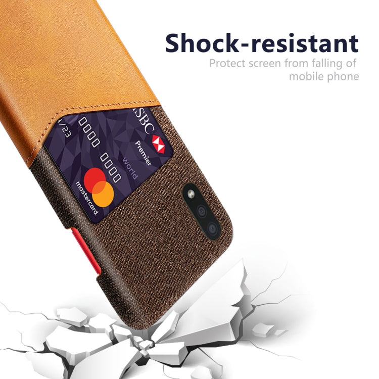 For Samsung Galaxy A01 Cloth Texture PC + PU Leather Back Cover Shockproof Case with Card Slot