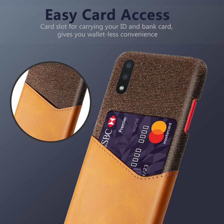 For Samsung Galaxy A01 Cloth Texture PC + PU Leather Back Cover Shockproof Case with Card Slot